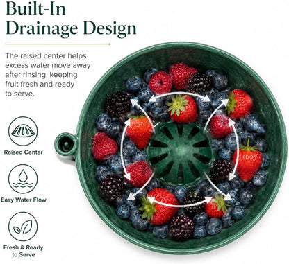 Self Spinning Berry Washing Bowl, Automatic Fruit Vegetable Washer Spinner with Drain Basket, Quick Cleaning Multipurpose Kitchen Fruit Washing Basket for Berry Grape Cherry