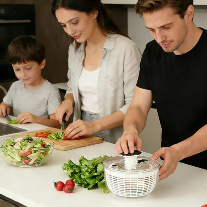 Ourokhome 6.3 QT Salad Spinner with Fully Removable Lid, Large Lettuce Dryer with One-Hand Press Pump, Instant Stop Brake Button and Retractable Handle, Vegetable Washer & Spinner for Greens and Herbs