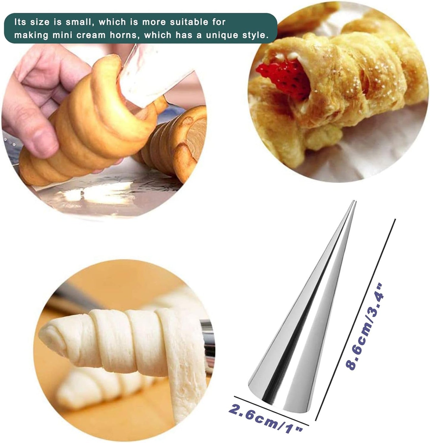 Non-stick Cream Cannoli Tubes, FantasyDay 12 Pcs Stainless Steel Baking Cones Pastry Roll Horn Croissant Mold Cannoli Shells with 1 Clean Brush - Pastry Baking Set for Christmas Cake Anniversary Party