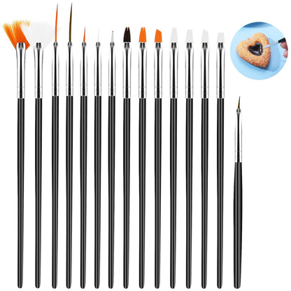 15pcs Cake Painting Brushes, Cake Decorating Brushes Kit, Food Paint Brush Tools, Fondant Sugar Cookie Painting Brushes Supplies for Cake Decoration (White)