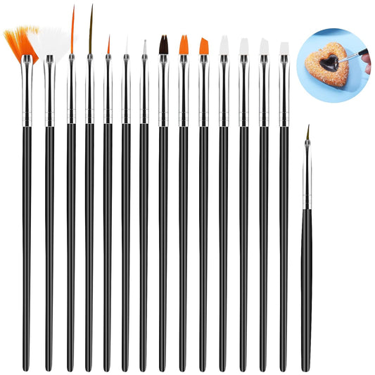 15pcs Cake Painting Brushes, Cake Decorating Brushes Kit, Food Paint Brush Tools, Fondant Sugar Cookie Painting Brushes Supplies for Cake Decoration (White)