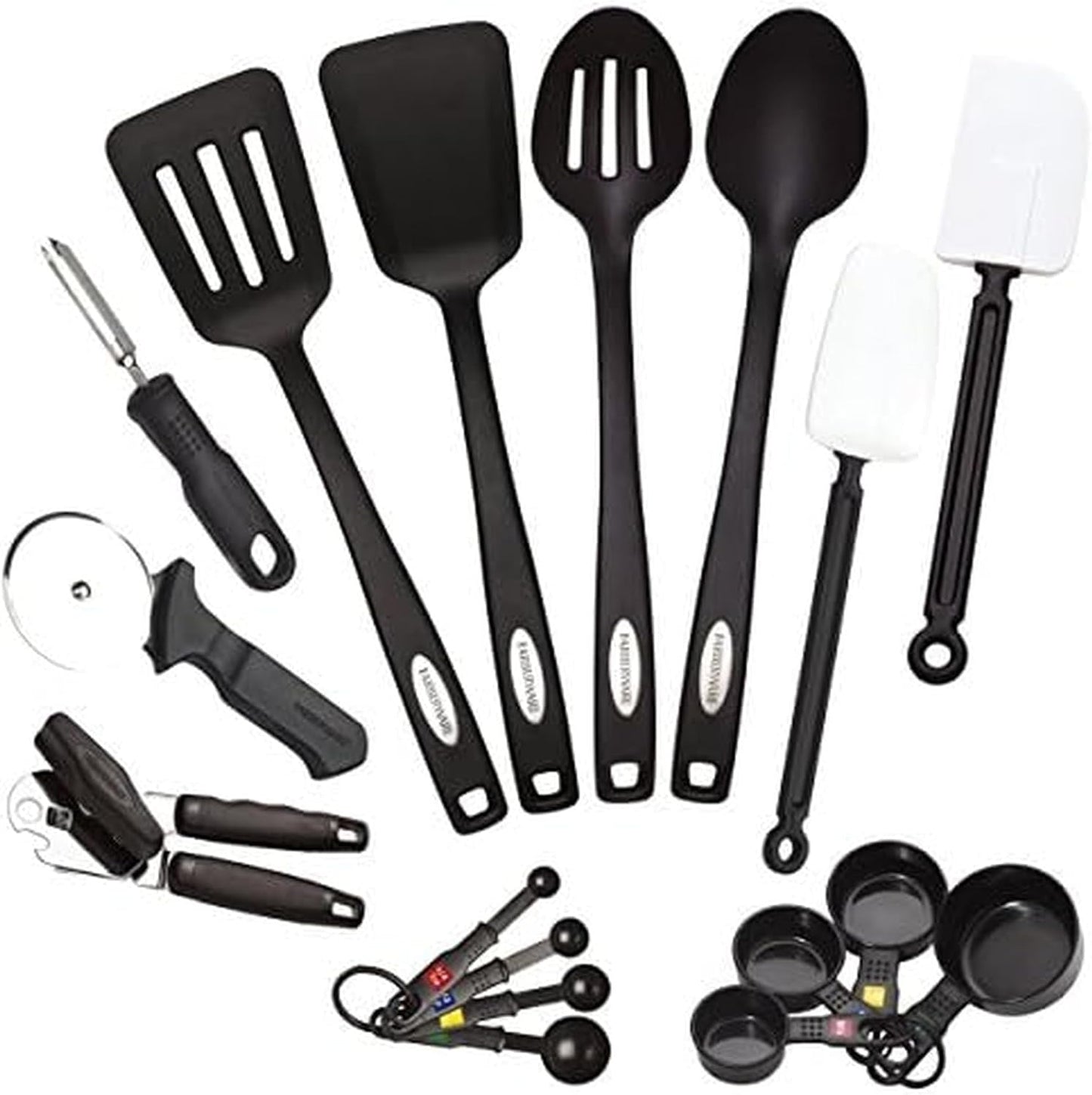 Farberware Kitchen Utensil Gift Set, 4-Piece Silicone & Plastic Tools with Whisk, Spatula, Spoon Spatula & Basting Brush, Heat Resistant Kitchen Gadget Set, Dishwasher Safe