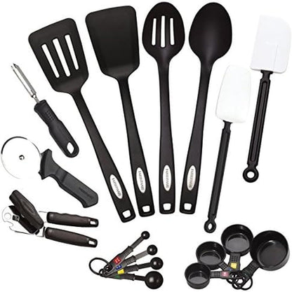 Farberware Kitchen Utensil Gift Set, 4-Piece Silicone & Plastic Tools with Whisk, Spatula, Spoon Spatula & Basting Brush, Heat Resistant Kitchen Gadget Set, Dishwasher Safe