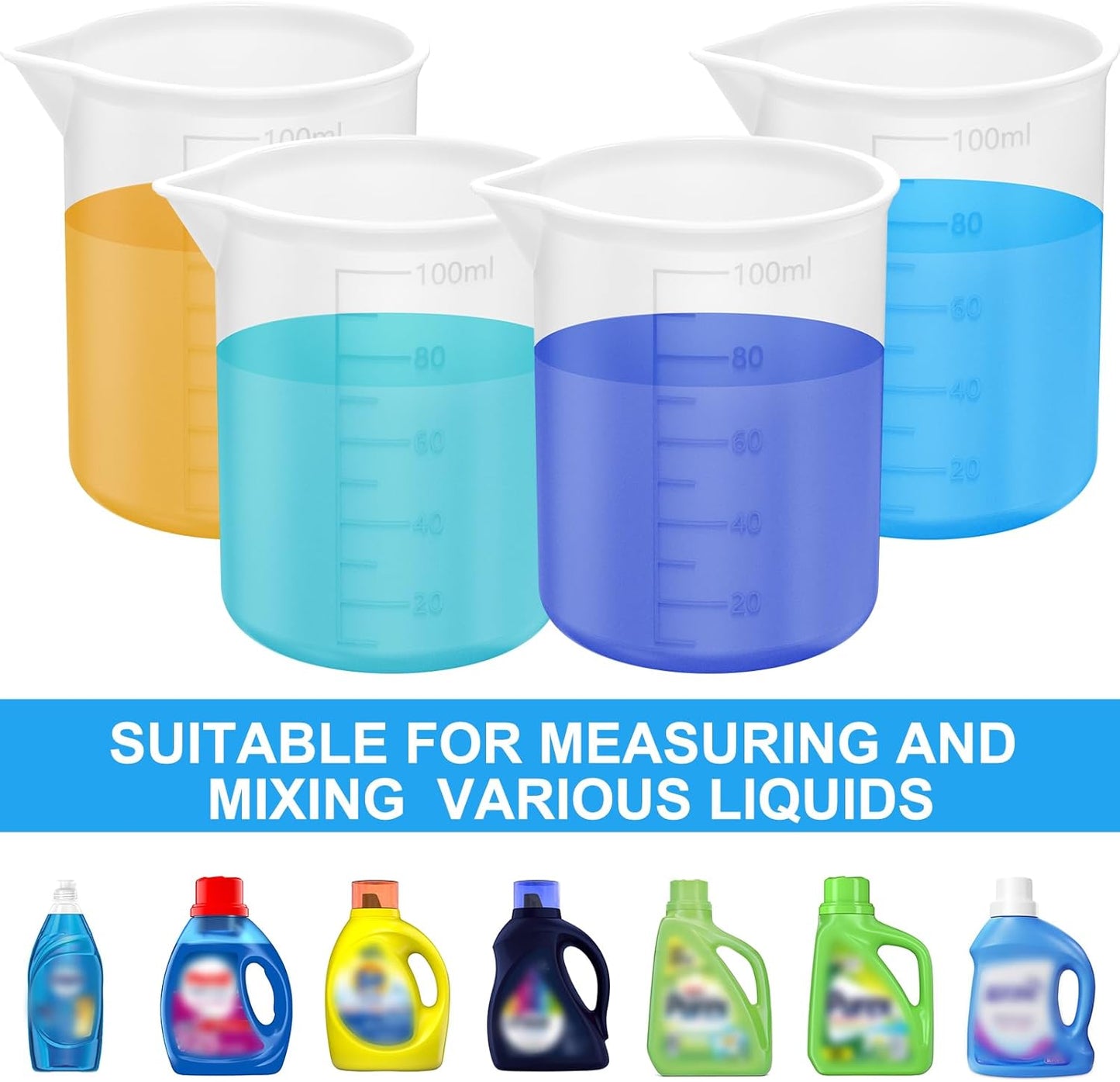 4pcs Laundry Detergent Cup,Laundry Detergent Measuring Cup,Laundry Measuring Cup,Washable Detergent Cup for Liquid Detergent,Silicone Laundry Measuring Cup,No More Mess or Leaks,for Laundry Room