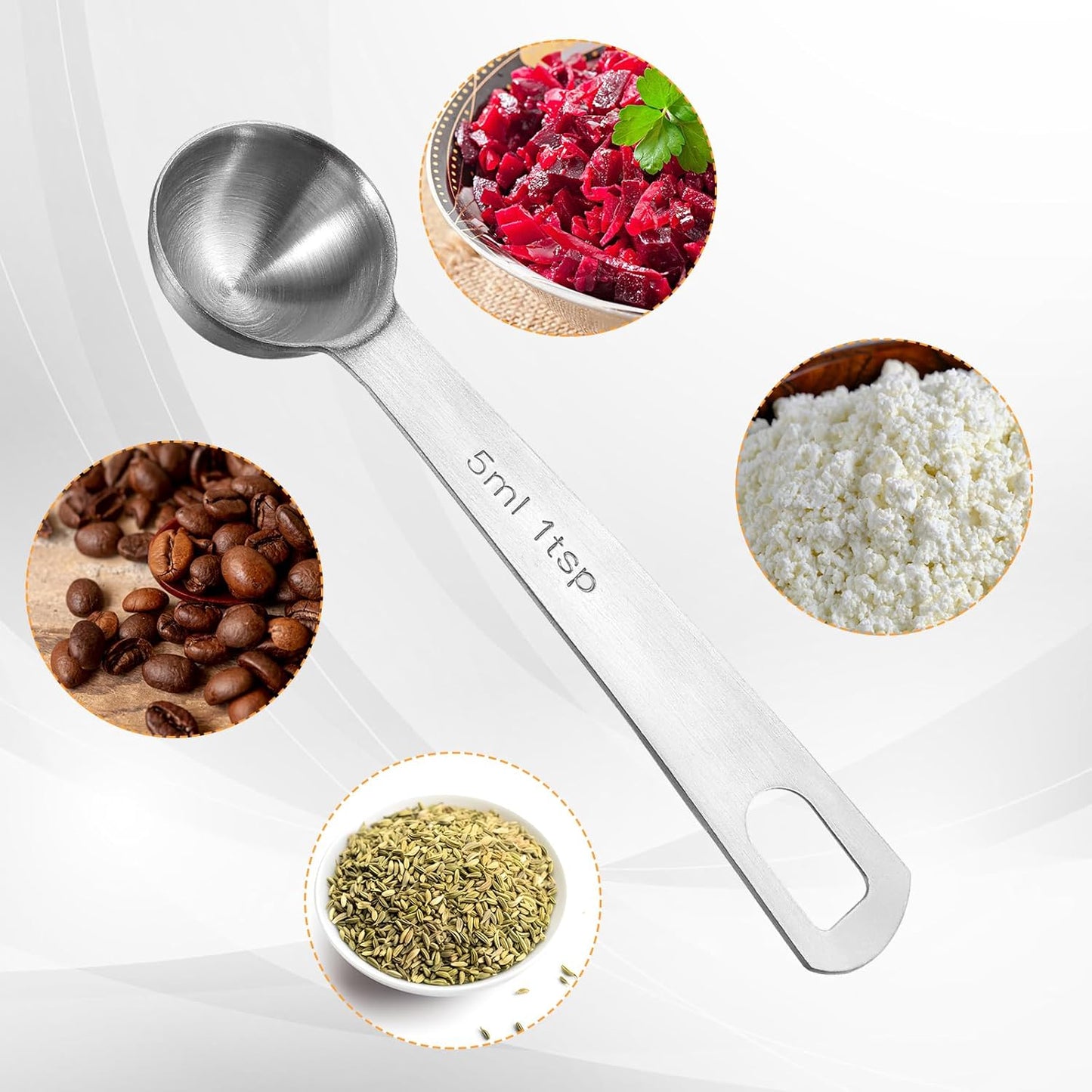 2 Pcs 1 Teaspoon Scoop Measuring Spoon Stainless Steel Teaspoons (5ml) Coffee Scoop and Tablespoon Measuring Spoon Metal Kitchen Gadgets for Cooking and Baking