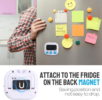 Weewooday 24 Pcs Digital Kitchen Timer Magnetic Timer Bulk On/Off Switch Minute Second Count up Countdown Loud Alarm for Exercise Cook Baking (Black,White)