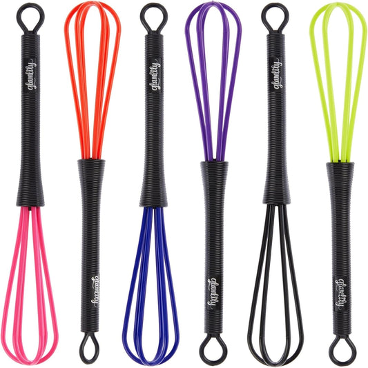 Glamlily Silicone Mini Hair Color Whisk Set - Precision Hair Dye Mixing Whisk - Multi-Use Salon & Kitchen Mixers - Vibrant Color Tools for Salon Organization - 6 Count, 7 x 1.2 in