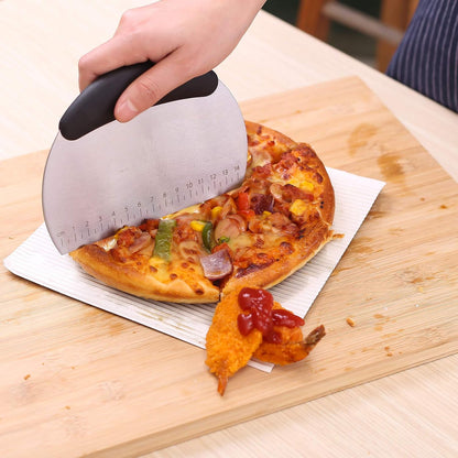 1 pcs Dough Pastry Scraper Chopper/Stainless Steel Dough Scraper Cutter with Ergonomic Rubber Non-Slip Grip/Dough Scraper Cutter/Pro Pastry Pizza Cutter Chopper (Pink)