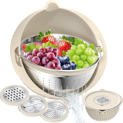 Over the Sink Colander, Expandable Strainers and Colanders with Fine Mesh, Colander for Kitchen with Rubber Grip for Draining Pasta, Vegetables and Fruits - Essential Kitchen Sink Strainer