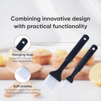 2 Pack - Nylon Bristle Pastry Brush for Basting, Baking, Cooking Food Brush