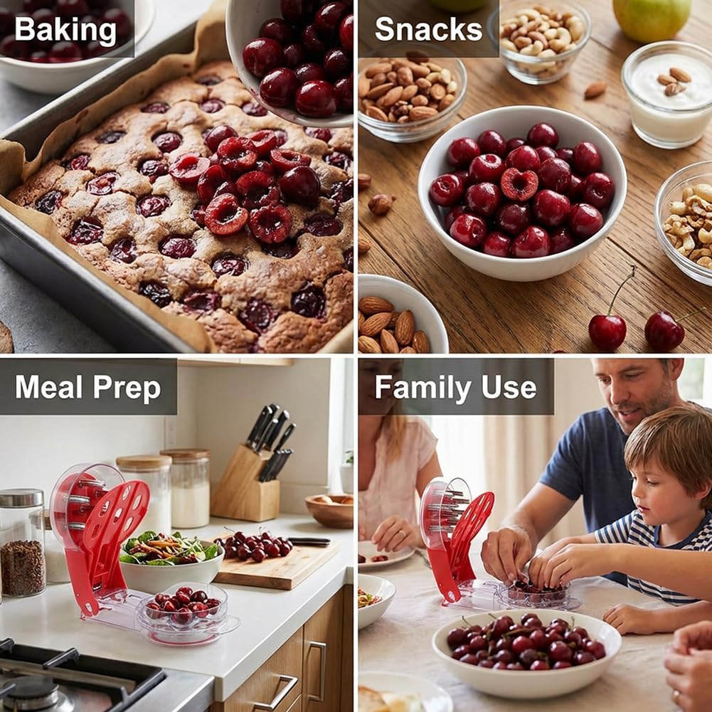 Stainless Steel Cherry Pitter Tool with Lock Design - Anti-Juice Splash Cherry Corer
