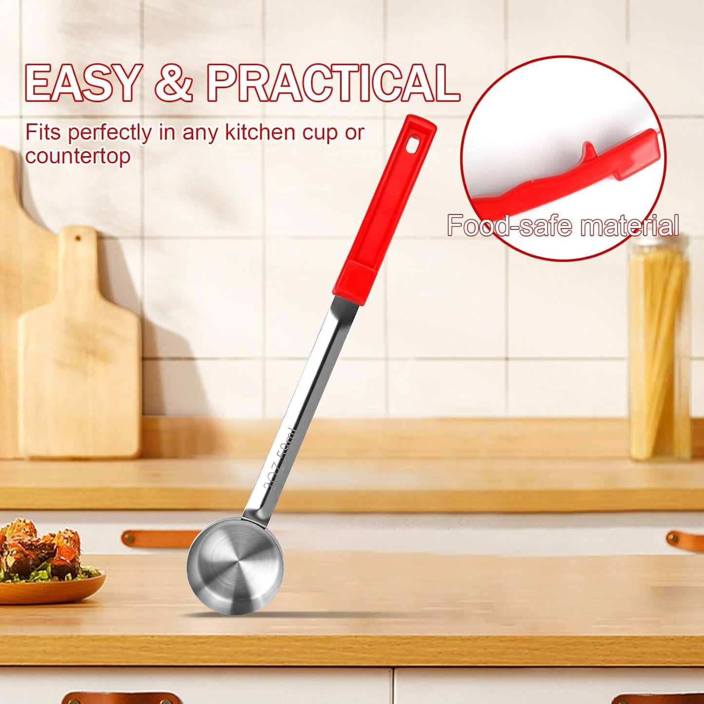 1 Ounce Solid Stainless Steel Portion Control Ladle Spoon - 2Pcs Pizza Sauce Serving Spoons Portion Ladle for Sauces, Perfect for Weight Watchers, Buffets, Parties