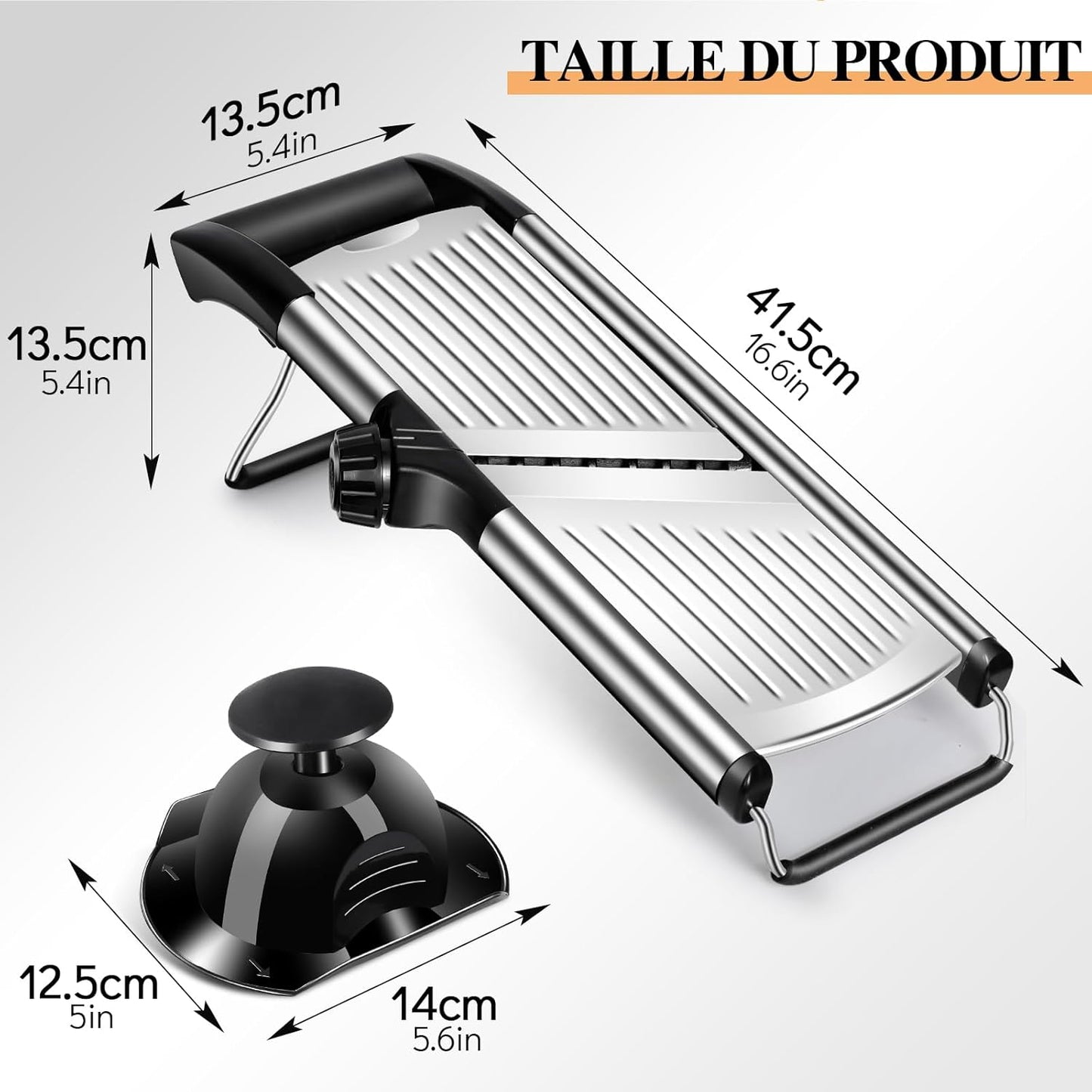 MASTERTOP Mandoline Slicer, 5 in 1 Mandoline Food Slicer for Kitchen,Stainless Steel Mini Vegetable Slicer with Safety Glove & Cleaning Brush,Adjustable Vegetable Chopper for Potatoes