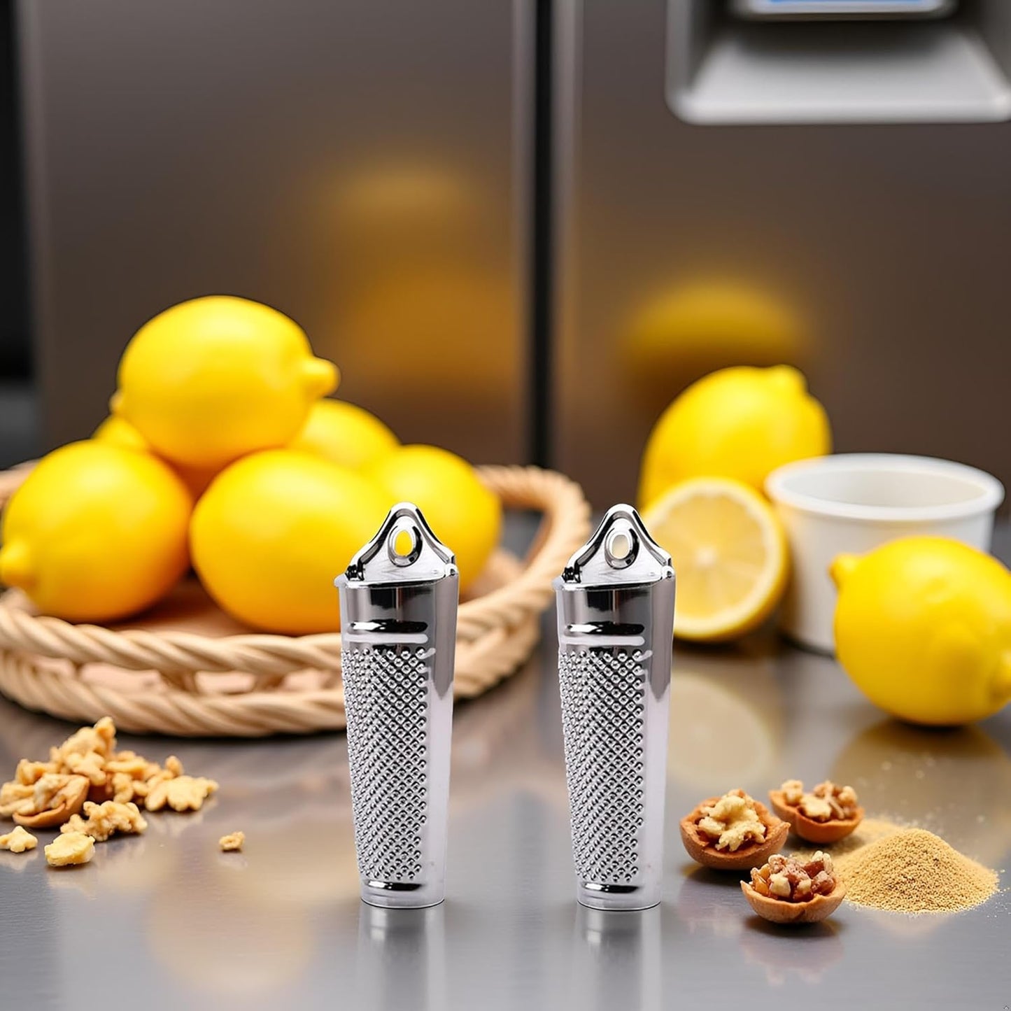 2Pcs Multifunctional Kitchen Stainless Steel Ginger Garlic Nutmeg Grater Nut Walnut Lemon Hand Planer Tool Lemon Professional Kitchen Tool