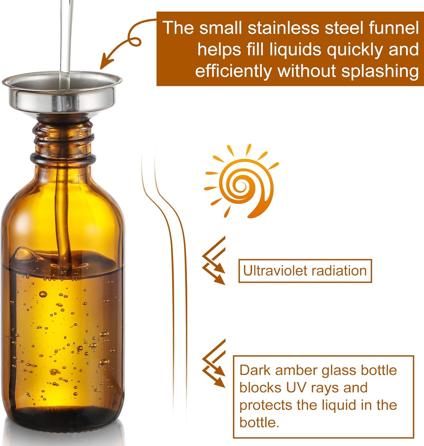 4 Pack, 1 oz Thick Dark Amber Glass Dropper Bottles with 1 Funnels & 4 Labels - 30ml Tincture Bottles with Eye Dropper - Leakproof Essential Oils Bottle - Storage and Travel for Beauty or Health