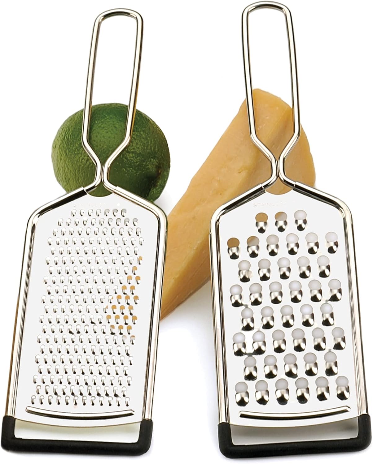 RSVP International Endurance Kitchen Collection Multi-Use Cheese Grater Handheld Potato Slicer Shredder for Hard & Soft Cheeses, Vegetables & Zesting, 6 x 5 x 9-3/4-Inch, Non-Slip Bottom