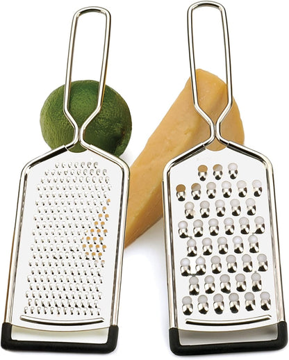 RSVP International Endurance Kitchen Collection Multi-Use Cheese Grater Handheld Potato Slicer Shredder for Hard & Soft Cheeses, Vegetables & Zesting, 6 x 5 x 9-3/4-Inch, Non-Slip Bottom