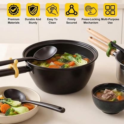 3Pcs Silicone Pot Handle Spatula Rack - Multifunctional Kitchen Lid & Spoon Holder, Non-Slip Stove Organizer with Steam Release, Heat-Resistant Utensil Clip for Cooking Accessories