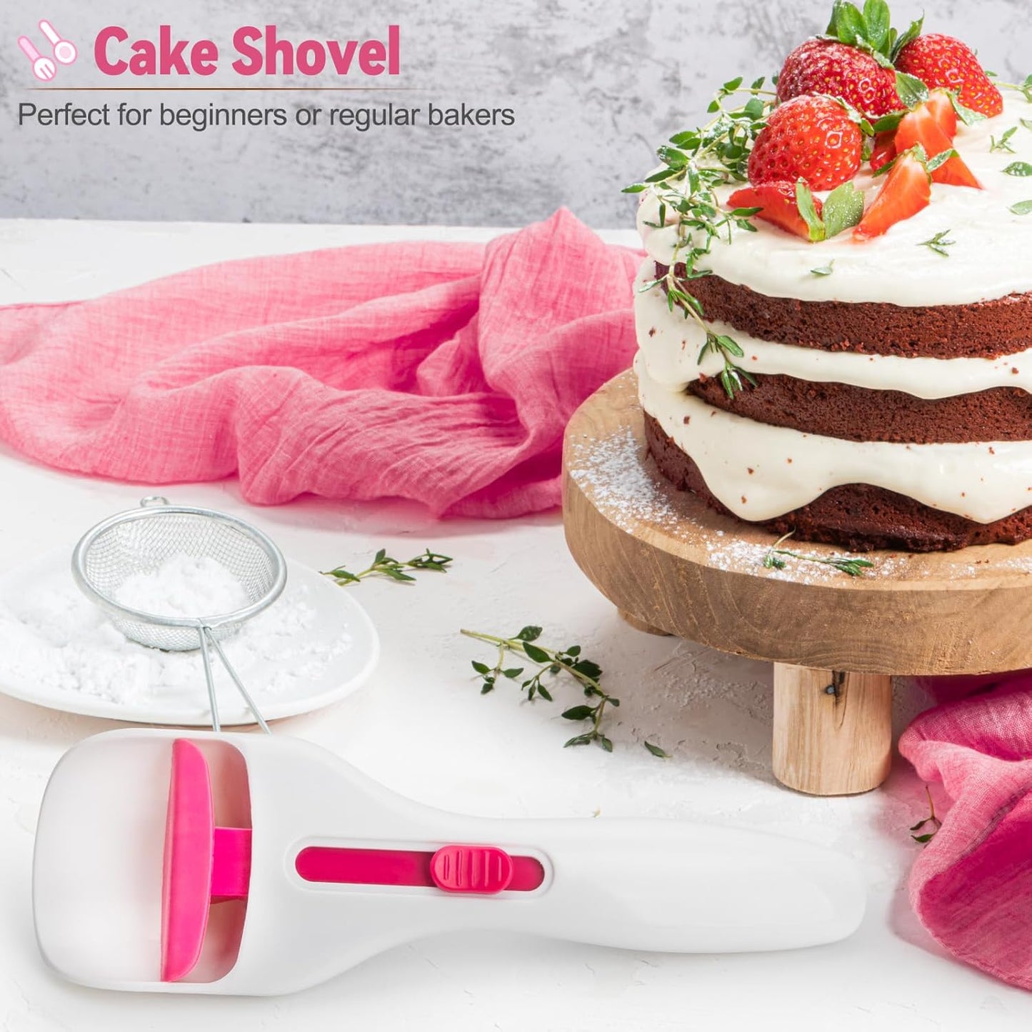 2PCS Cupcake Batter Scoop, One Click Sliding Button Cake Cream Spatulas for Elegant Baking, Pastry & Cake Decorating, ABS and TPE Material