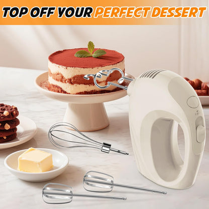 Hand Mixer, 5-Speed Electric Whisk with Turbo Boost Includes 5 Stainless Steel Attachments - Great Stand Mixer Alternative for Baking Cakes, Bread & More