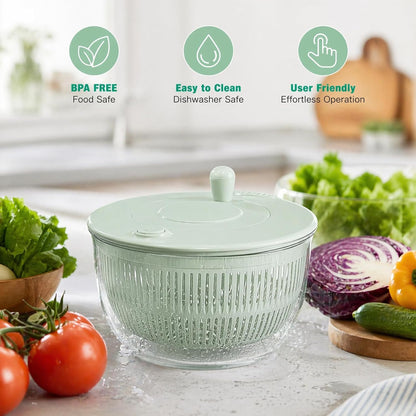 Large Capacity Multi-function Salad Spinner, 6-in-1 Salad Spinner & Vegetable Chopper, Vegetables Fruits Washing Bowl, With 5 Blade Slicer Egg Yolk Strainer Shredder (Transparent Version A)