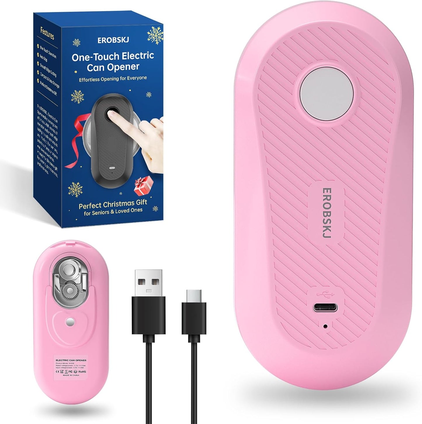 Electric Can Opener, Rechargeable Can Openers for Seniors & Arthritis, One-Touch Automatic Can Opener, Hands-Free, Smooth Edge, Compact, Kitchen Gadgets