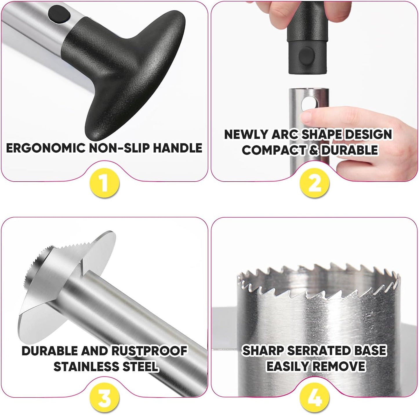 Pineapple Corer, [Upgraded, Reinforced, Thicker Blade] Newness Premium Pineapple Corer Remover, Stainless Steel Pineapple Core Tool for Home & Kitchen with Sharp Blade for Diced Fruit Ring (Blue)