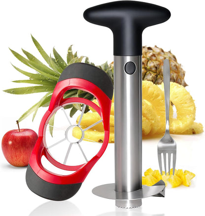 Pineapple Corer and Slicer,Stainless Steel Pineapple Corer,Reinforced Thicker Blade,with Apple Slicer Attachment,Pineapple Cutter Tool for Pineapple Rings & Diced Pineapple,Kitchen Tool