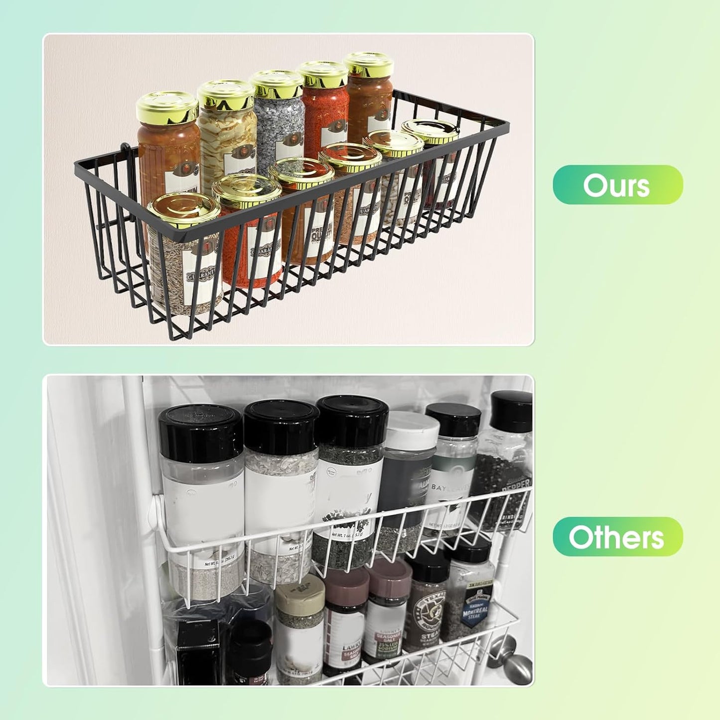 Mefirt White 9-Tier Over The Door Pantry Organizer, Pantry Organization and Storage, Deep Baskets Hanging Heavy-Duty Metal, Wall Spice Rack Seasoning Shelves for Home & Kitchen, Laundry Room Bathroom