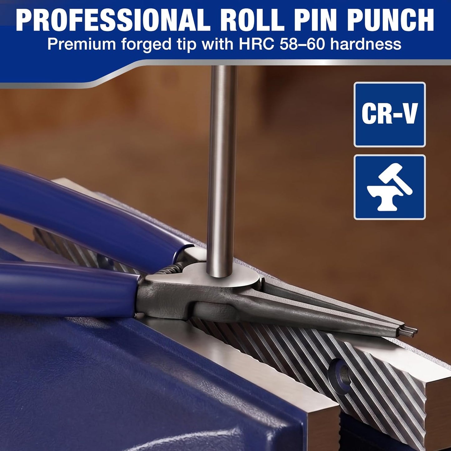 WORKPRO 9-Piece Roll Pin Punch Set with Tweezers, Forged CR-V Steel, Punch Tool Set with Nylon Pouch, Pin Removal Tool for Automotive, Watch Repair, Jewelry and Craft
