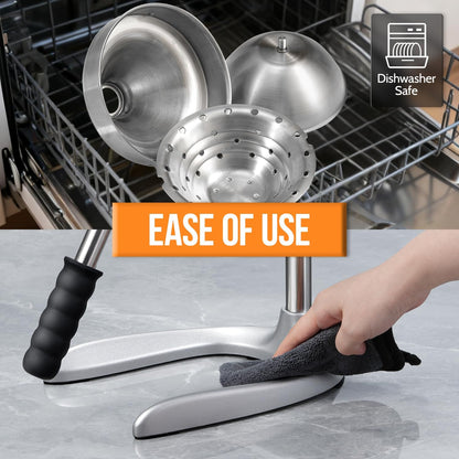 Manual Juicer, Sopito Heavy-Duty Effortless Orange Squeezer Safety Countertop Stainless Steel Hand Press Juicer for Citrus Lemon Lime Grapefruit, Easy to Clean