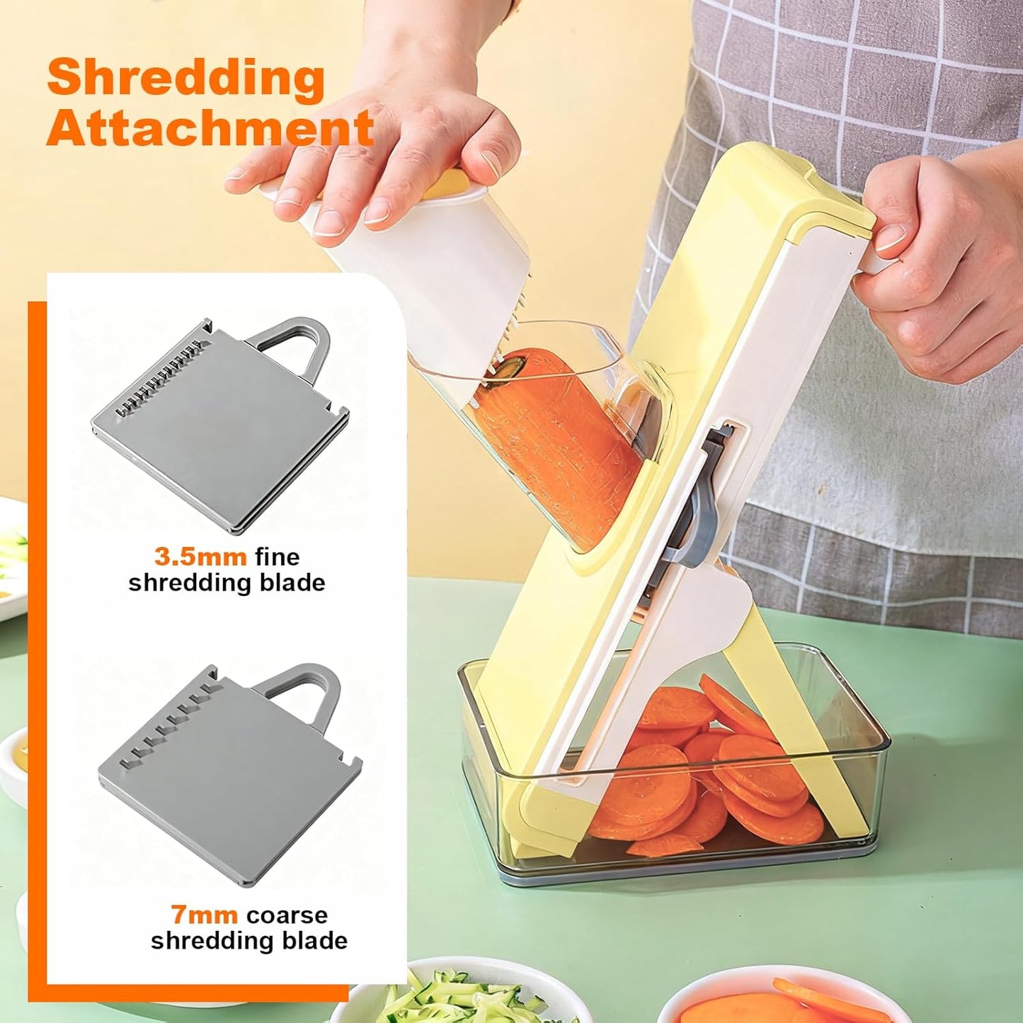 Vegetable Chopper Food Slicer,Slicer Plus For Vegetables,Adjustable Potato Slicer,Detachable Blade,Kitchen Chopping Artifact,Yellow