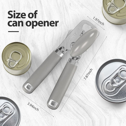 Safring Can Opener Manual, Heavy Duty Stainless Steel Smooth Edge Can Openers With Soft Touch Handle, Oversized Handheld Easy Turn Knob, Multi-Function Bottle Opener, Black