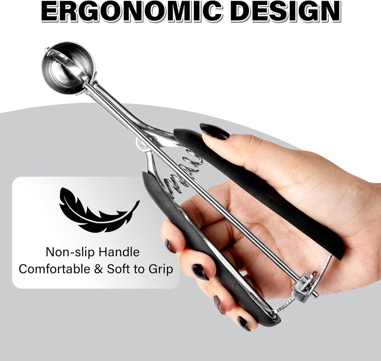 Cookie Scoop Set 1 Tablespoon, Size #60 Cookie Dough Scooper for Baking, 15 ml/0.5 oz Ice Cream Scoop, Acrylic Scoop, Comfortable Grip