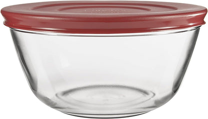 Anchor Hocking 91858 Glass Mixing Bowls with Lids, Cherry, 4 Quart (Set of 2) -