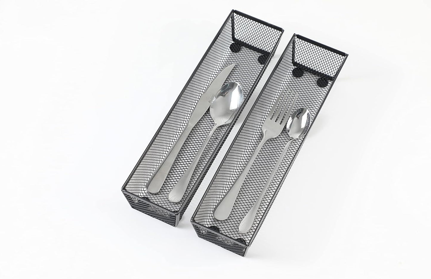 BYCY 3 Pack Mesh Flatware Drawer Organizer for Kitchen/Office/Home Tools,Spoon Knife Fork Organizers Box Utensil Tabletop Storage Tray (12 x 6 x 2 Inch)