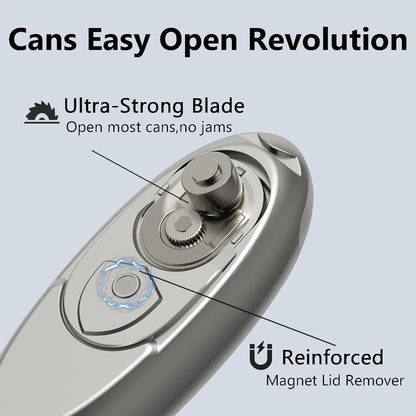 Automatic Electric Can Opener for Seniors for Kitchen:Anyone can Hands Free,One Touch Opener,Durable Blades,Rechargeable, Smooth Edge, Lightweight Small Size, Black (White)