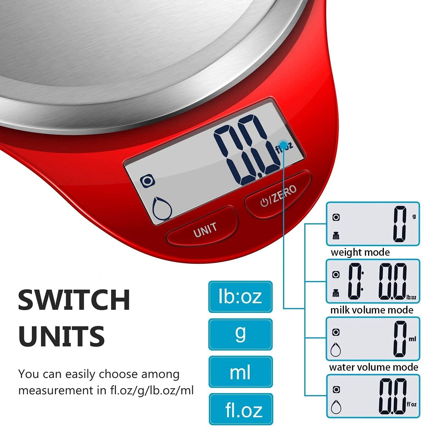 Food Scale, Kitchen Scales Digital Weight Food Grams and Ounces for Weight Loss Baking Cooking of NUTRI FIT, Max 11lb 1g Increment, Backlight LCD Smart Tare Stainless Steel, Easy to Use, AAA Battery