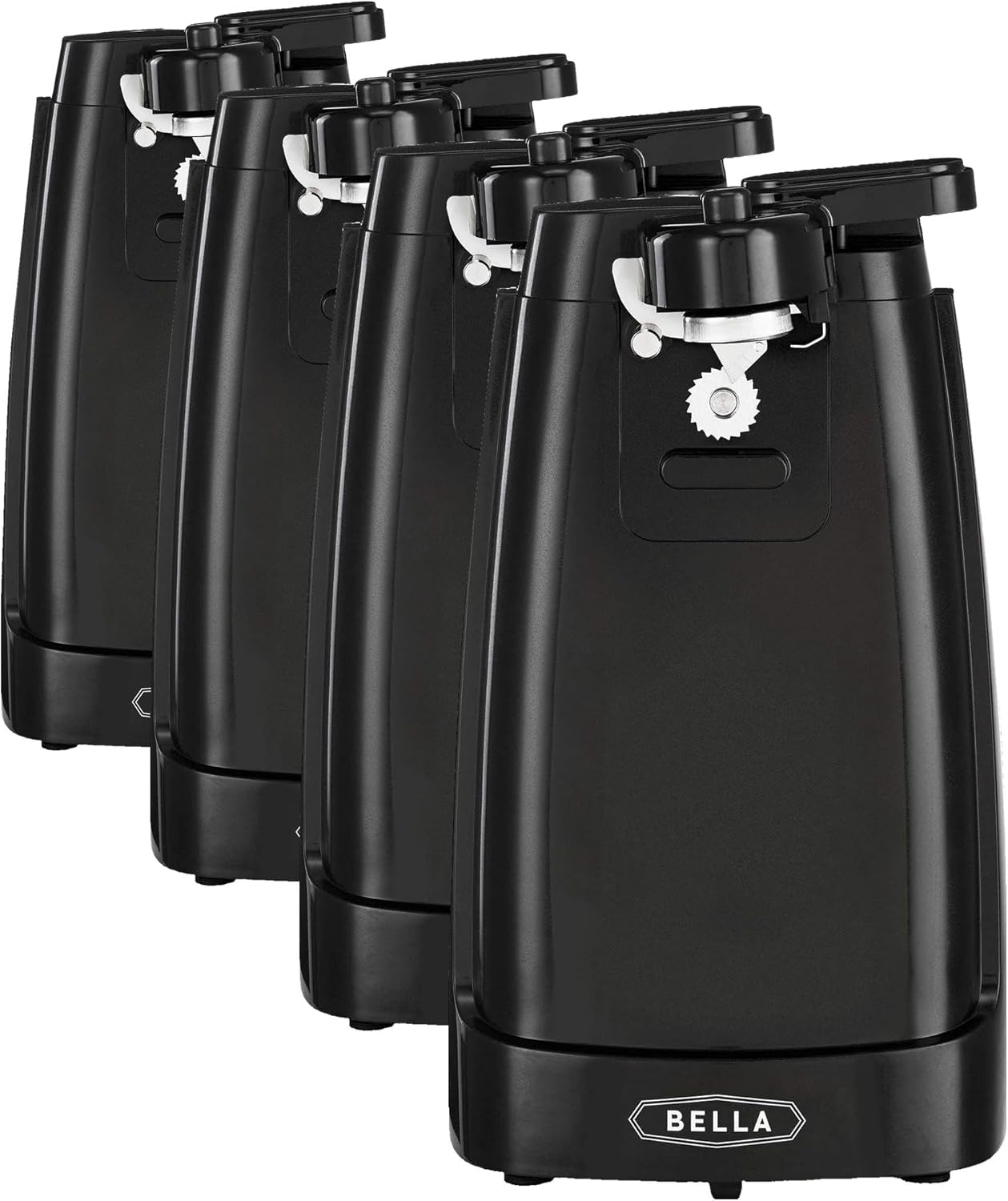 bella Electric Can Opener and Knife Sharpener, Removable Cutting Lever, Cord Storage, Stainless Steel Blade, Black