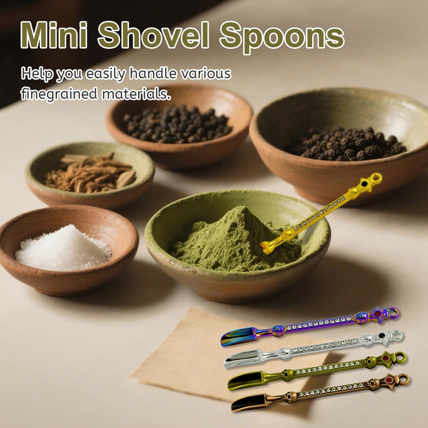 20Pcs Mini Spoons, Tiny Shovel Spoon, Tableware Charm for Coffee, Sugar and Spices, Mini Pendant Spoon Necklace Charms, Keychain Accessories(5 color)