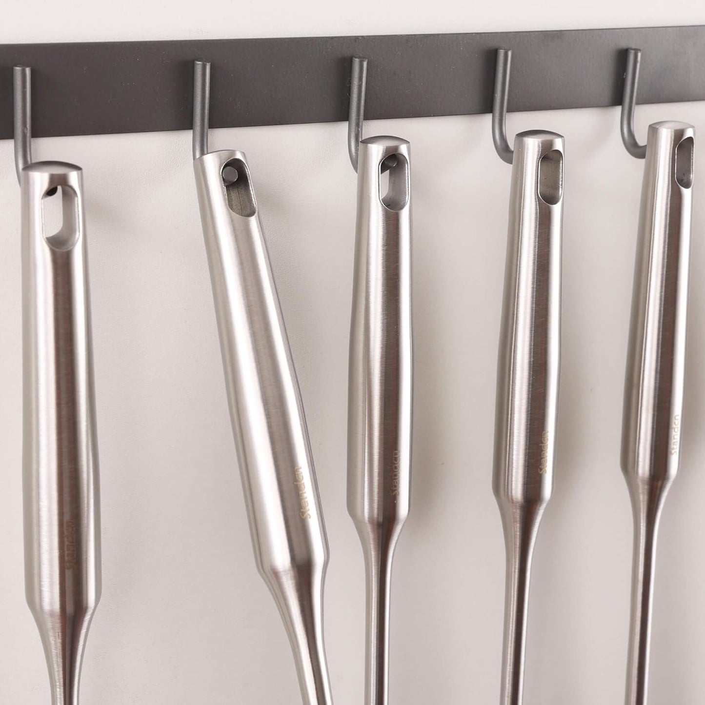 18/10 Stainless Steel Kitchen Utensils Set - 15” All Metal Cooking Tools, 11PCS - 2 Tongs, Fork, Solid Spoon, Slotted Spoon, Spatula, Soup Ladle, Skimmer, Slotted Spatula, Spaghetti Spoon, Large Spoon