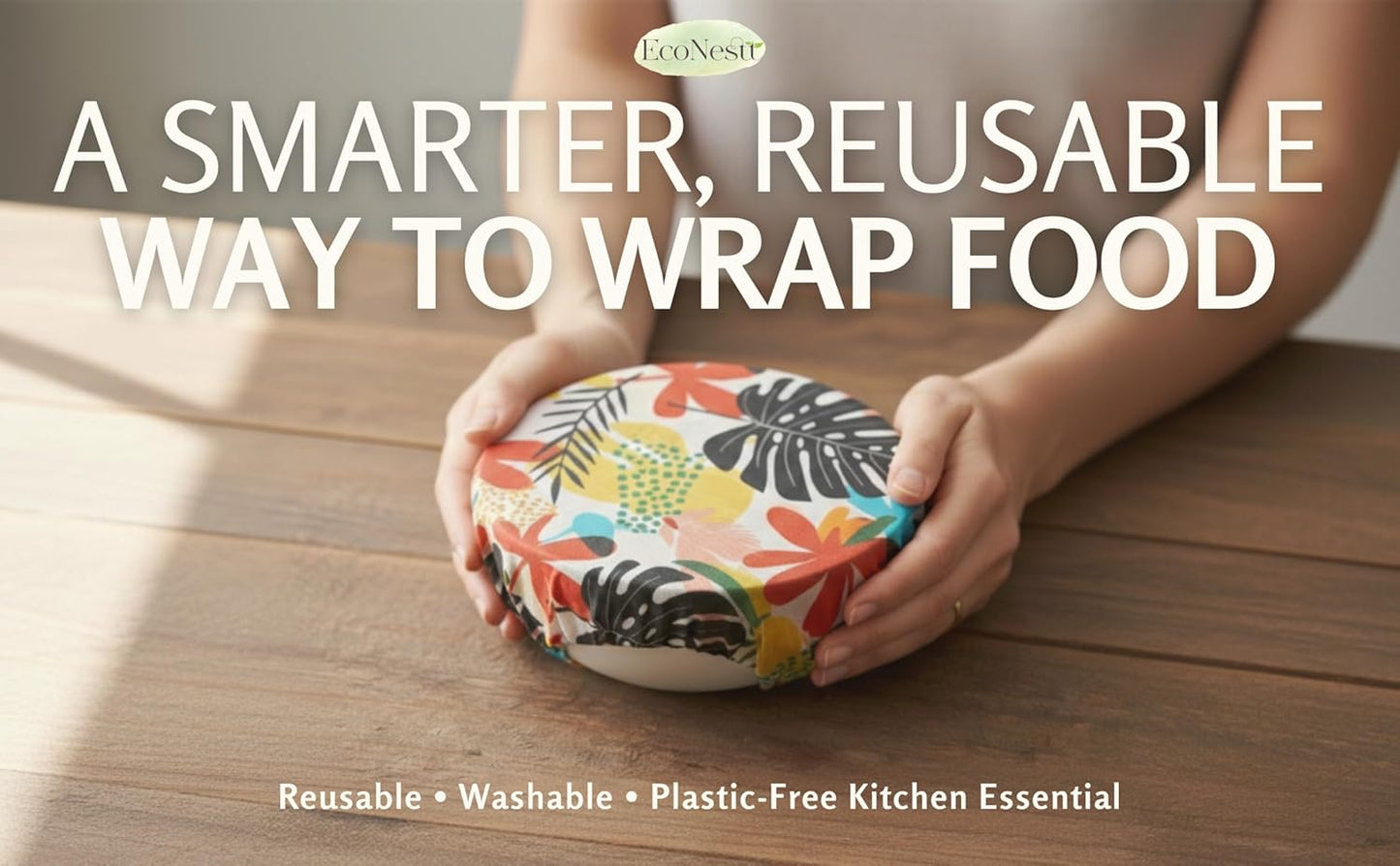 Beeswax Food Wraps (3-Pack S/M/L) – Reusable & Washable Food Storage Wraps, Plastic-Free Alternative for Sandwiches, Produce & Bowls