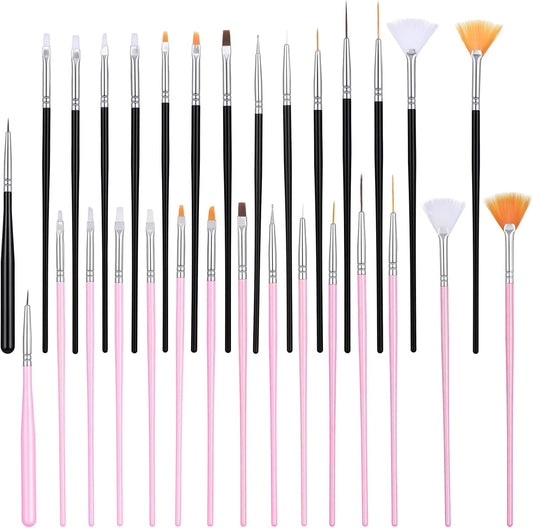 JJUNW 30 Pcs Cake Decorating Brushes Cake Painting Brushes Food Paint Brush Fondant Sugar DIY Tools Set Cake Decorating Painting Tool Icing Pastry Brush for Baking(Pink+Black)