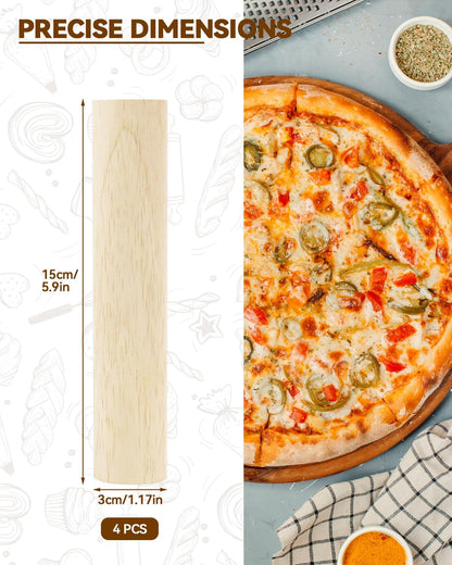 6 Inch Small Wooden Rolling Pin, 4 PCS Dumpling Dough Roller Wooden Mini Rolling Pins, Wooden Rolling Pin Set for Fondant, Pasta, Bread, Pastry, Cookies, Pizza, Pie Kitchen Utensil Tool