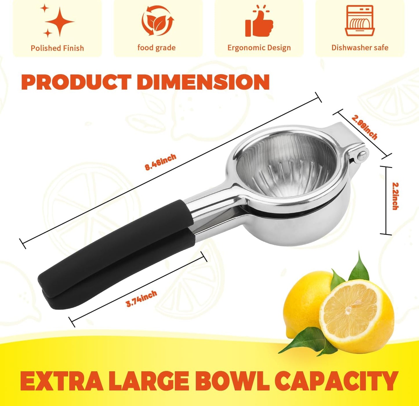 SHIKORI Lemon Squeezer, Large Heavy Duty Handhelp Juicer for Lemon, Stainless Steel Hand Press Citrus Juicer, Lime Squeezer Bar Tool, Manual Citrus Press (Rose Gold)