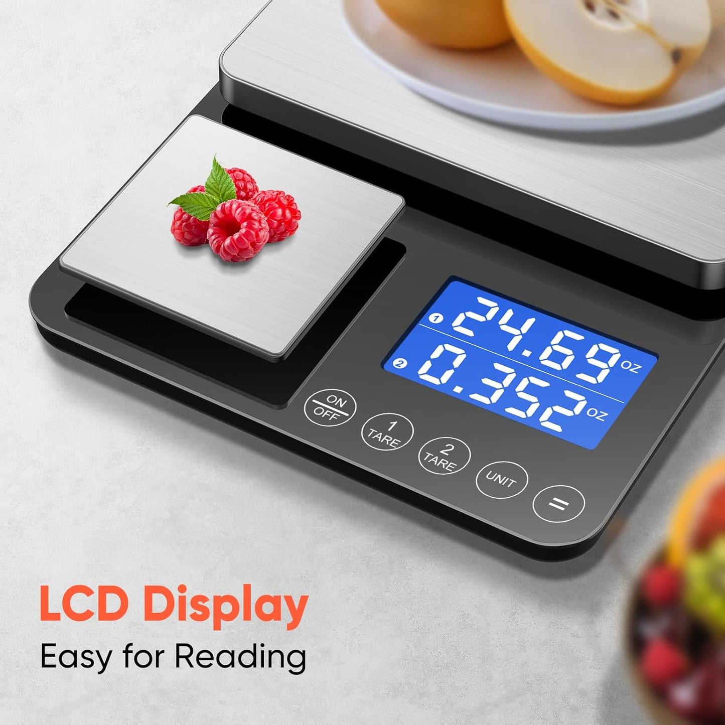 KUAIVO Smart Nutrition Food Scale with TFT Display, Tracks Calories, Fat, Carbs & Protein, Works with App for Daily Reports, 50 Built-in Foods, 23 Nutrients, Digital Kitchen Scale for Meal Prep