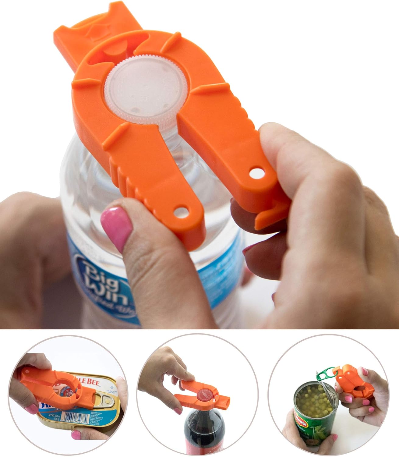 Multifunctional Bottle and Can Opener, Plastic Water Bottle, Twist-Off, Pull Tab Soup, for Weak Hands, Seniors, Elderly, Rheumatoid Arthritis, Bottle Gripper, Ergonomic (Two Pack)