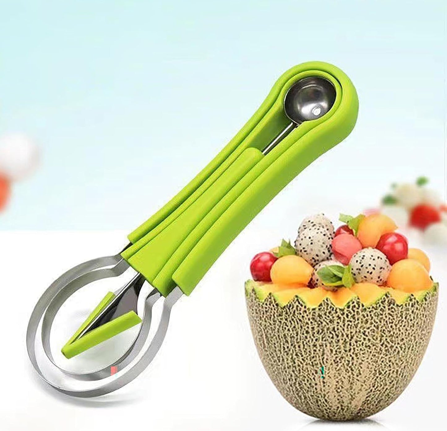 CoguZed Melon Baller Scoop Set, Melon Scooper and Fruit Carving Tools, Melon Baller with Cookie Scoop Set for Ice Cream, Melons & Cookie Dough