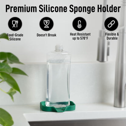Zulay Kitchen (9x3.5in Sponge Holder for Kitchen Sink - Flexible Heavy-duty Multipurpose Sink Caddy - Counter Organizer for Kitchen, Bathroom, Makeup, Trinkets & More! (Grey)