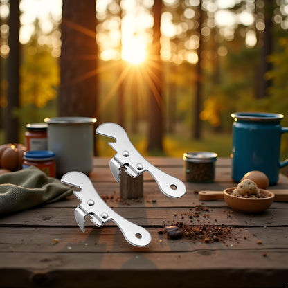 2Pcs Silver One Size Stainless Steel Can Opener Manual Can Opener Multifunctional Kitchen Accessories, Manual Can Openers
